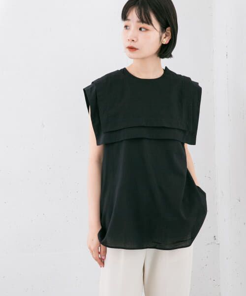 ＊＊KBF / ケービーエフ シャツ・ブラウス | セーラーカラーノースリーブブラウス（BLACK）