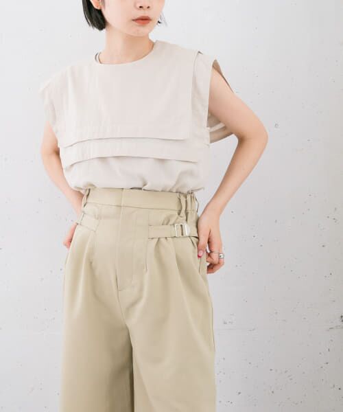 ＊＊KBF / ケービーエフ シャツ・ブラウス | セーラーカラーノースリーブブラウス（BEIGE）