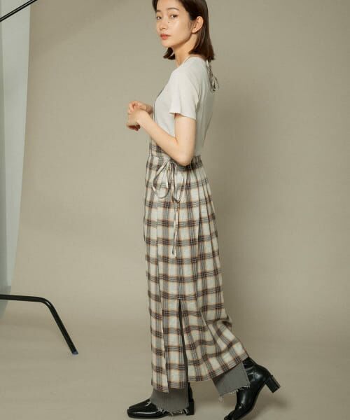 ＊＊KBF / ケービーエフ ワンピース | ラップエプロンチェックワンピース（BROWN）