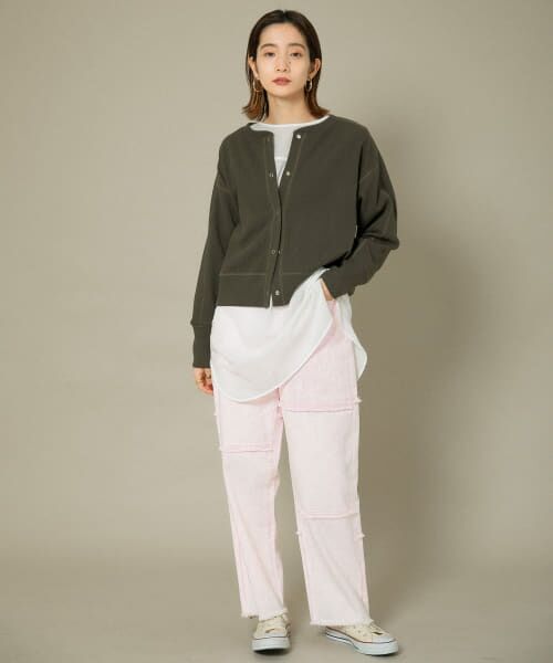 ケービーエフ KBF リングドットリブカーディガン 羽織り アウター グリーン セール リングドットRIBカーディガン （カーディガン・ボレロ