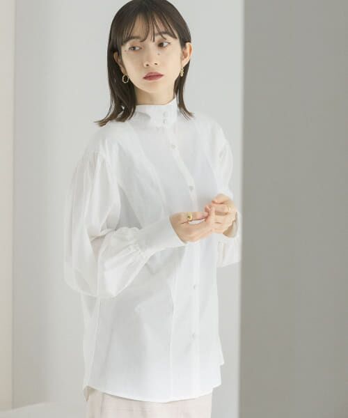 ＊＊KBF / ケービーエフ シャツ・ブラウス | スタンドカラーデザイン切替シャツ（OFF）