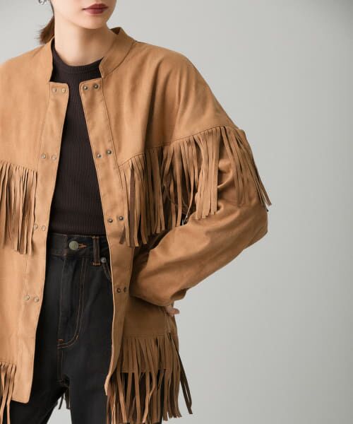 セール】 フェイクスエードフリンジシャツ （シャツ・ブラウス