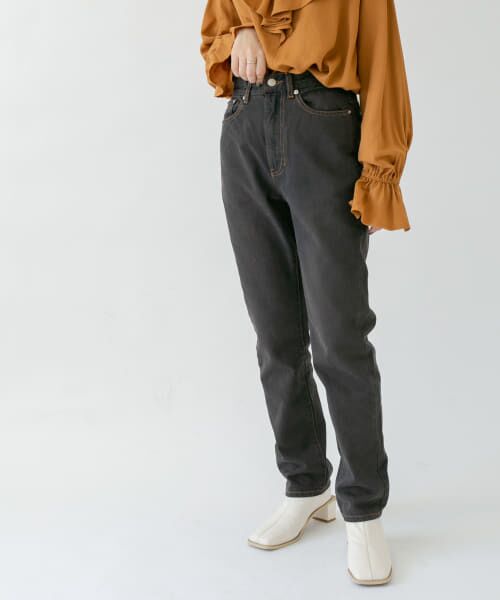 ＊＊KBF / ケービーエフ デニムパンツ | ハイウエストオーバーダイデニム（BROWN）