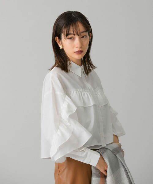 ラッフル フリルシャツ ブラウス SWINGLE ブラウス シャツ ラッフルフリルデザインブラウス