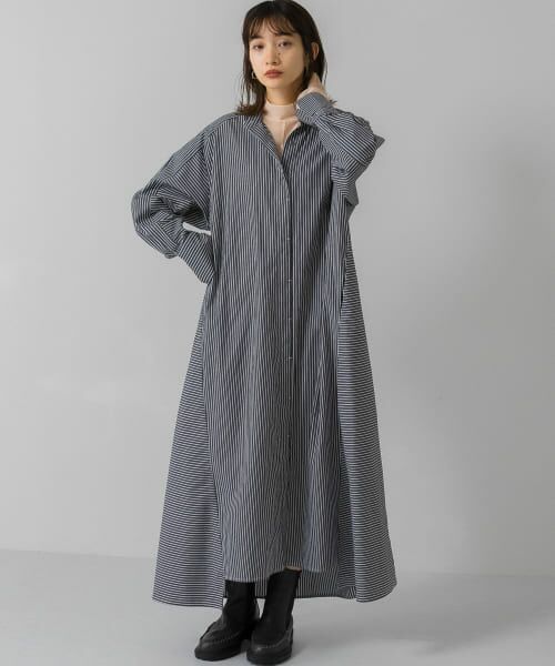 セール】 ストライプシャツワンピース （ワンピース）｜＊＊KBF