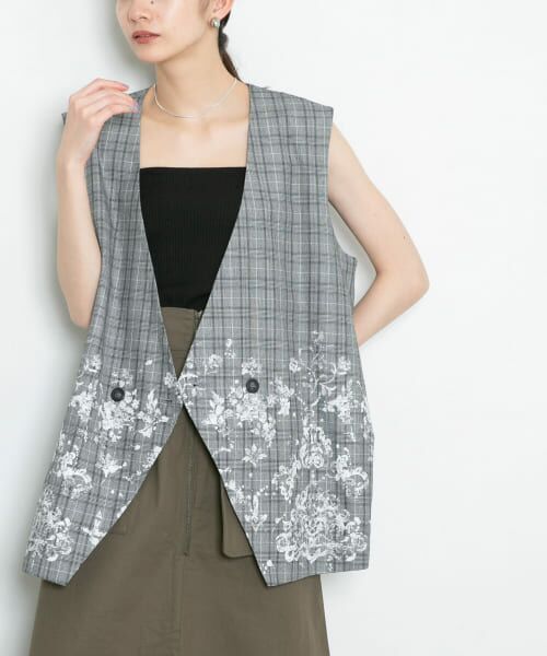 ＊＊KBF / ケービーエフ ベスト | レースプリントチェックベスト（GRAY）