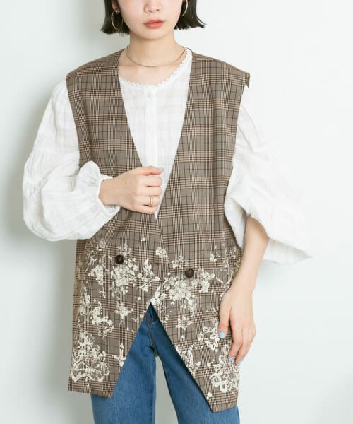 ＊＊KBF / ケービーエフ ベスト | レースプリントチェックベスト（BROWN）