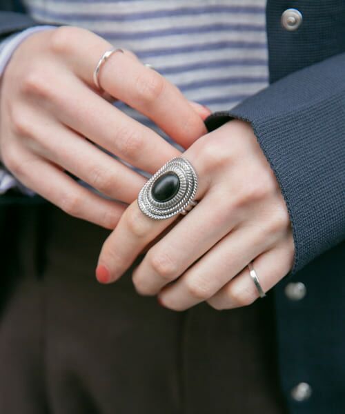 ＊＊KBF / ケービーエフ リング | Indian天然石リング大（BLACK）