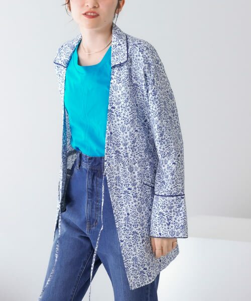 ＊＊KBF / ケービーエフ その他アウター | ドロストプリントガウン（BLUE）