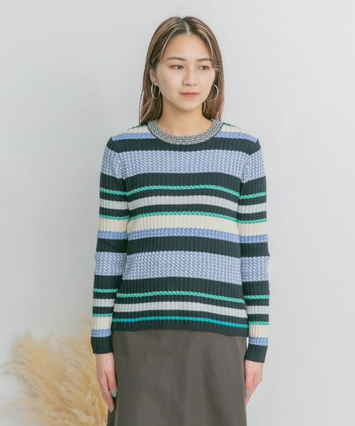 ボーダーニットF 楽天市場】【SALE／20%OFF】(M)フトボーダーニットPO niko and