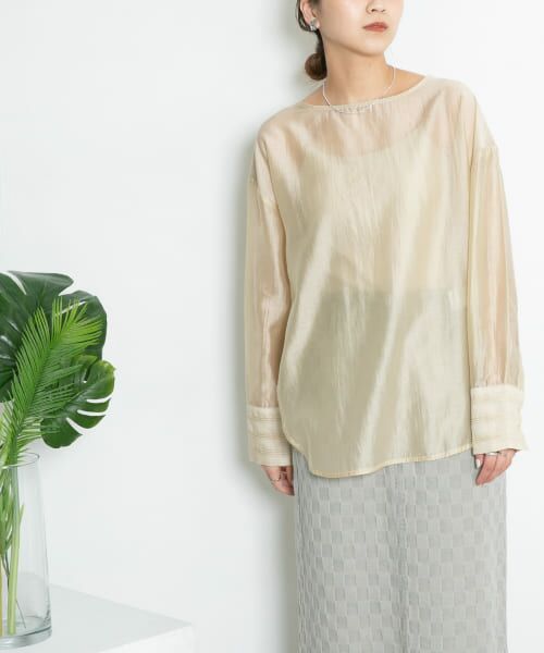 ＊＊KBF / ケービーエフ シャツ・ブラウス | BACKレイヤードシアーシャツ（BEIGE）