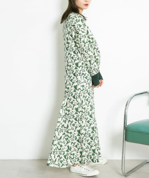 フラワープリントマーメイドワンピース長袖 1_2.jpg