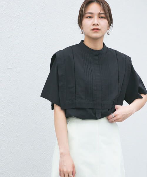 ＊＊KBF / ケービーエフ シャツ・ブラウス | パイピングレイヤードブラウス（BLACK）