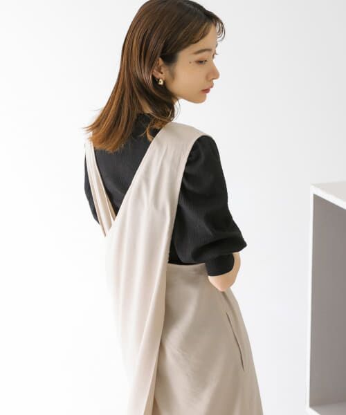 ＊＊KBF / ケービーエフ シャツ・ブラウス | パワーショルダーシャーリングブラウス（BLACK）