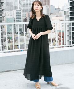 バックリボンパフスリーブワンピース
