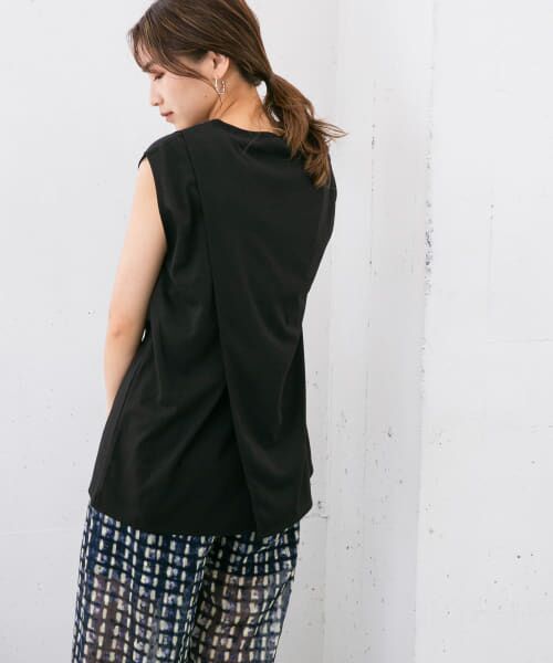 ＊＊KBF / ケービーエフ Tシャツ | 『UR TECH ひやサラクール』レイヤードノースリーブカットソー（BLACK）