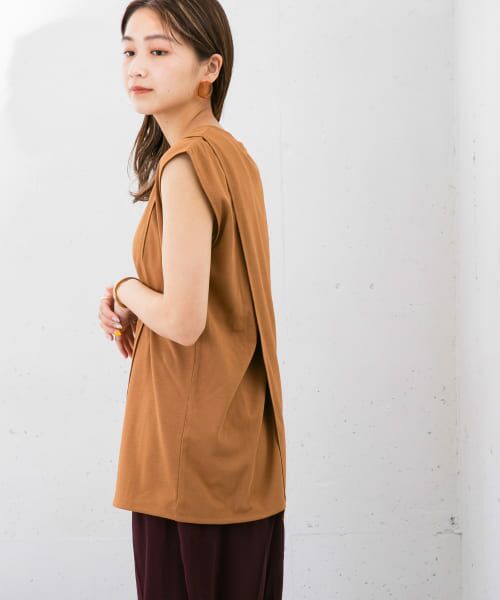 ＊＊KBF / ケービーエフ Tシャツ | 『UR TECH ひやサラクール』レイヤードノースリーブカットソー（CAMEL）