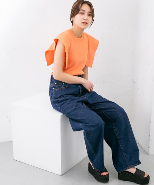 ＊＊KBF / ケービーエフ デニムパンツ | ボーイッシュダメージデニム（NAVY）