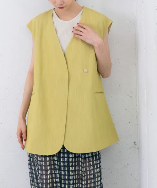 ＊＊KBF / ケービーエフ その他アウター | ラウンドノーカラージレ（YELLOW）