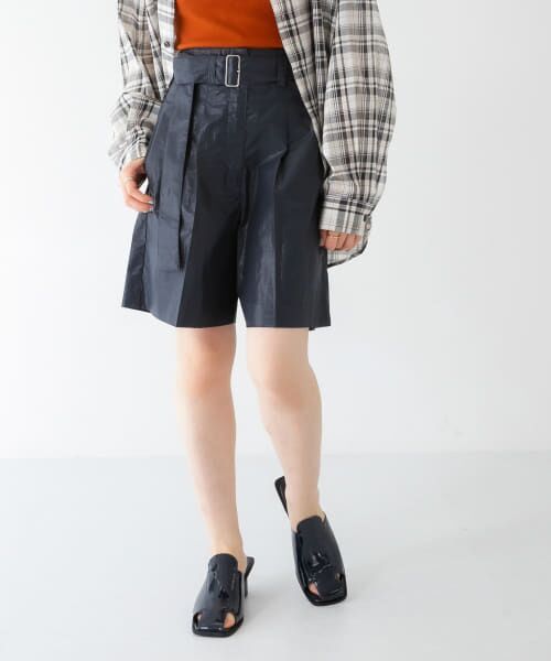＊＊KBF / ケービーエフ ショート・ハーフ・半端丈パンツ | ベルテッドコーティングハーフパンツ（NAVY）