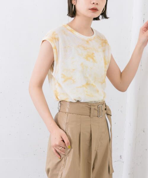 ＊＊KBF / ケービーエフ Tシャツ | スリーブレスプリントTEE（YELLOW）