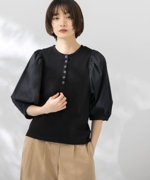 ＊＊KBF / ケービーエフ Tシャツ | リングドットドッキングカットソー（BLACK）