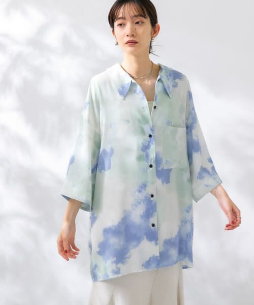 ＊＊KBF / ケービーエフ シャツ・ブラウス | ペイントプリントシャツ（BLUE）