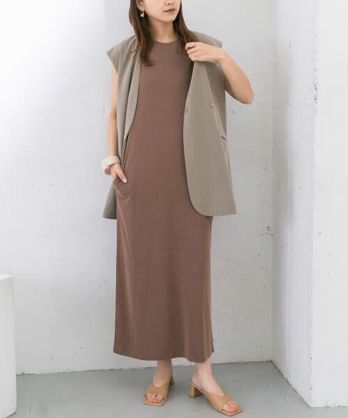 ＊＊KBF / ケービーエフ ワンピース | ノースリーブカットワンピース（BROWN）