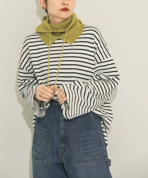 ＊＊KBF / ケービーエフ Tシャツ | ボーダーBIGカットソー（D.NAVY）