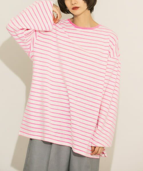 ＊＊KBF / ケービーエフ Tシャツ | ボーダーBIGカットソー（PINK）