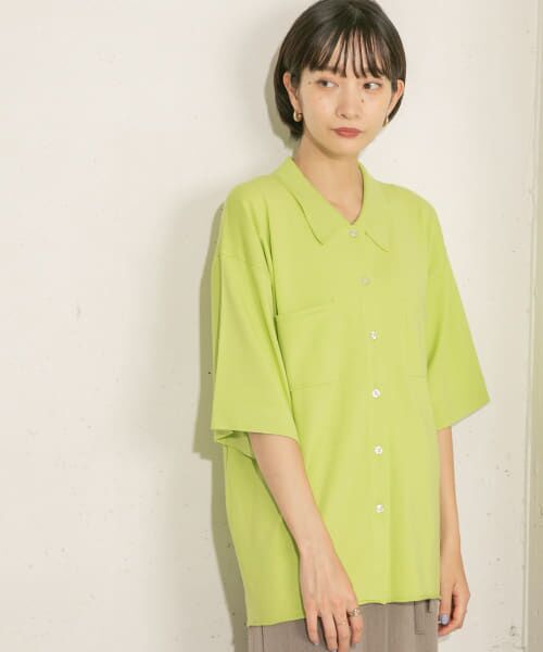 ＊＊KBF / ケービーエフ ニット・セーター | ルーズシルエットニットシャツ（LIME GREEN）
