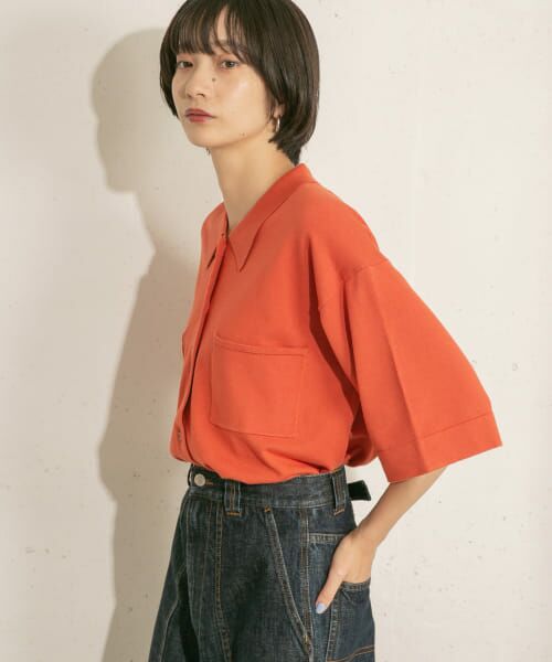 ＊＊KBF / ケービーエフ ニット・セーター | ルーズシルエットニットシャツ（ORANGE）