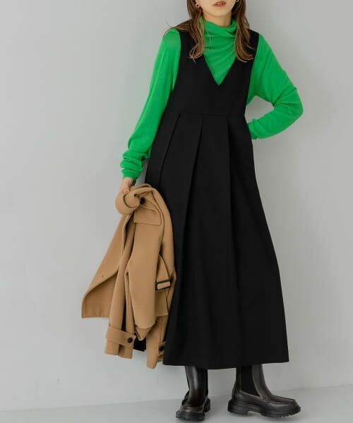 ＊＊KBF / ケービーエフ ワンピース | BIGプリーツジャンパースカート（BLACK）