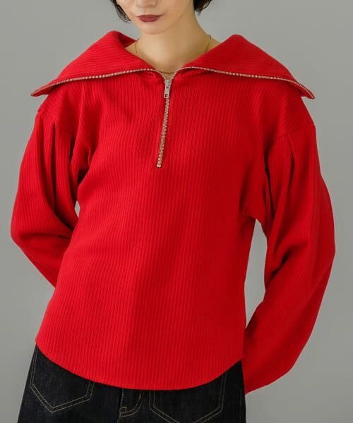 ＊＊KBF / ケービーエフ Tシャツ | ハーフZIPデザイントップス（RED）