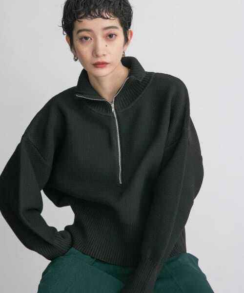 ＊＊KBF / ケービーエフ ニット・セーター | ハーフZIPニットプルオーバー（BLACK）