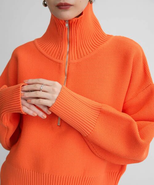 ＊＊KBF / ケービーエフ ニット・セーター | ハーフZIPニットプルオーバー（ORANGE）