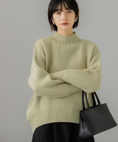 【新品・未使用】ENDAYニット カーキ MOUSSY | ZIP UP ビッグカラーニット (ニット ) |SHEL'TTER WEBSTORE