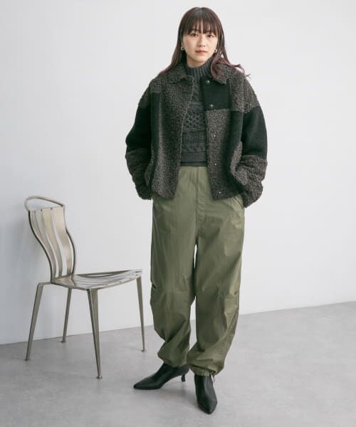 KEYTALK ボア ジャケット 【美品】 黒 上着 レア セール】 『のんさん着用』パッチワークMIXボアジャケット