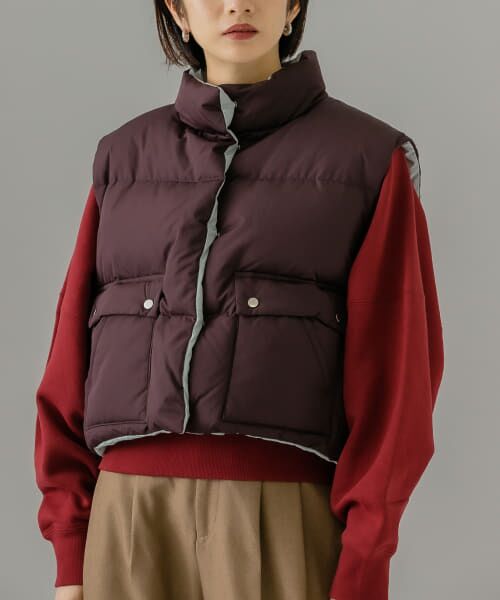 L DESIGN ダークグリーン ダウンベスト ウルトラライトダウンベスト 菱型 レディース ダウンコート