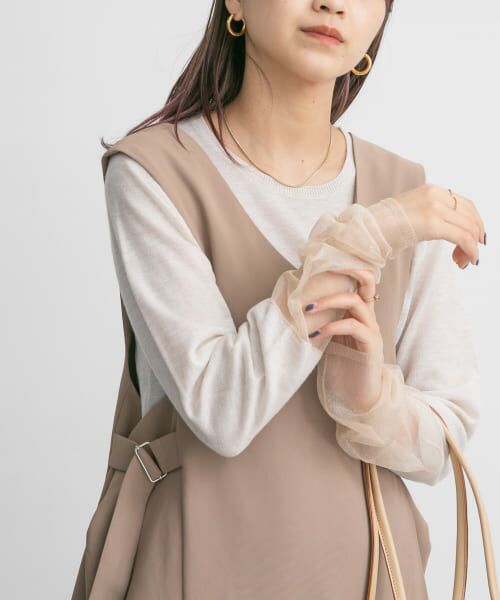 ＊＊KBF / ケービーエフ ニット・セーター | ガラススリーブニット（L.BEIGE）