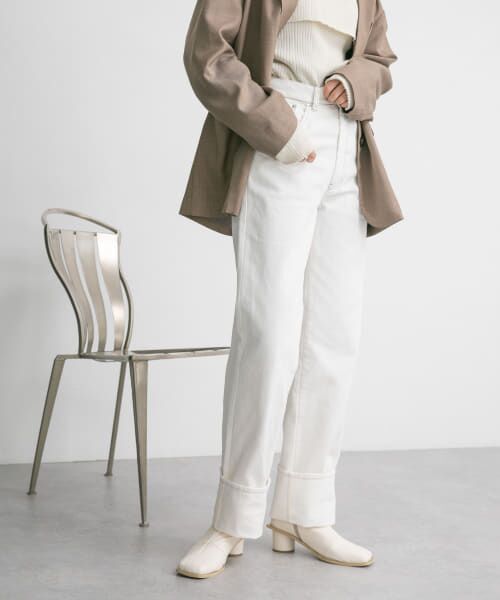 ＊＊KBF / ケービーエフ デニムパンツ | ターンアップストレートデニム（WHITE）