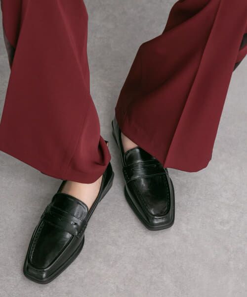 ＊＊KBF / ケービーエフ フラットシューズ | スクエアトゥローファー（BLACK）