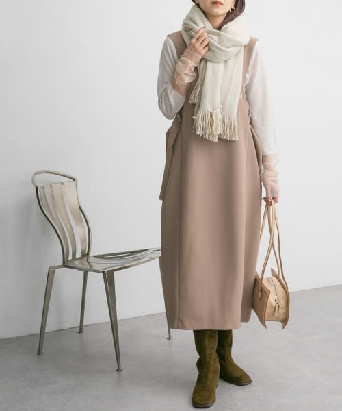 ＊＊KBF / ケービーエフ ワンピース | サイドベルトVネックジャンパースカート（MOCHA）