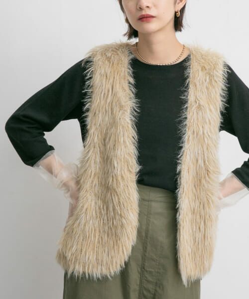 ＊＊KBF / ケービーエフ ベスト | ファーニットベスト（BEIGE）