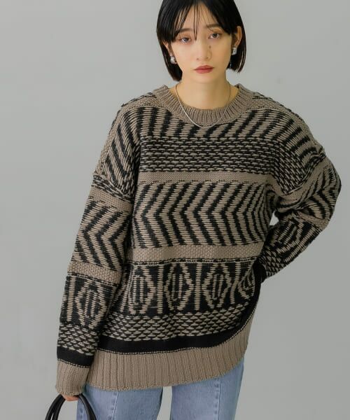 ＊＊KBF / ケービーエフ ニット・セーター | ジャガードオーバーニット（MOCHA）