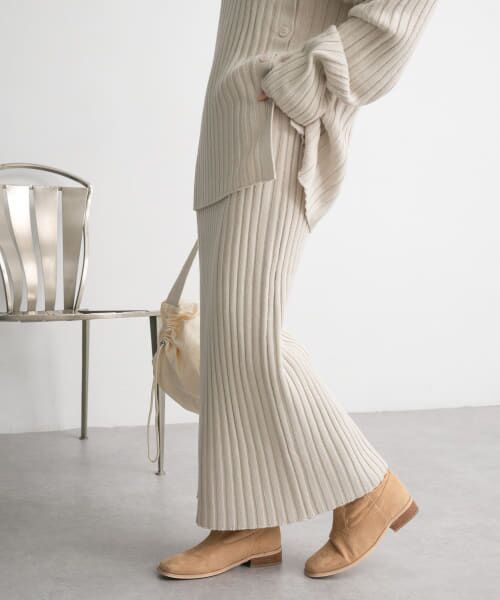 ＊＊KBF / ケービーエフ スカート | アシメスリットリブニットスカート（GREIGE）
