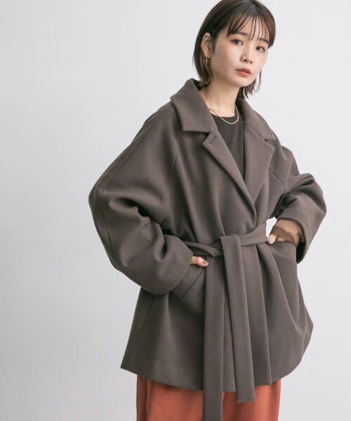 ＊＊KBF / ケービーエフ ピーコート | ワイドシルエットミディコート（BROWN）