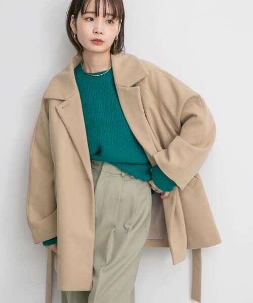 ＊＊KBF / ケービーエフ ピーコート | ワイドシルエットミディコート（BEIGE）