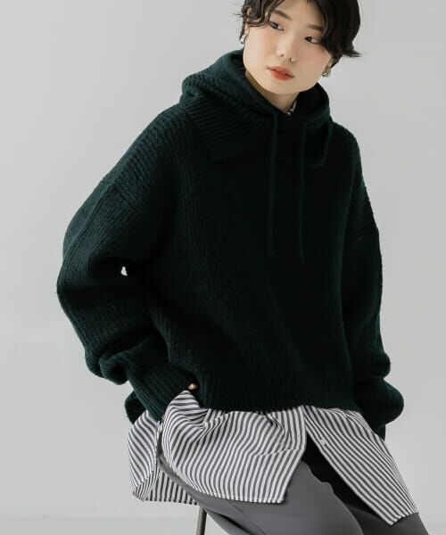 ＊＊KBF / ケービーエフ ニット・セーター | バラクラバSETニット（D.GREEN）