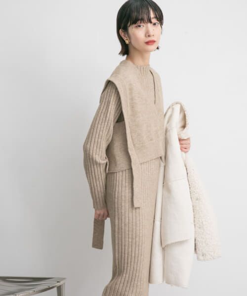 ＊＊KBF / ケービーエフ ワンピース | ニットベストSETワンピース（BEIGE）